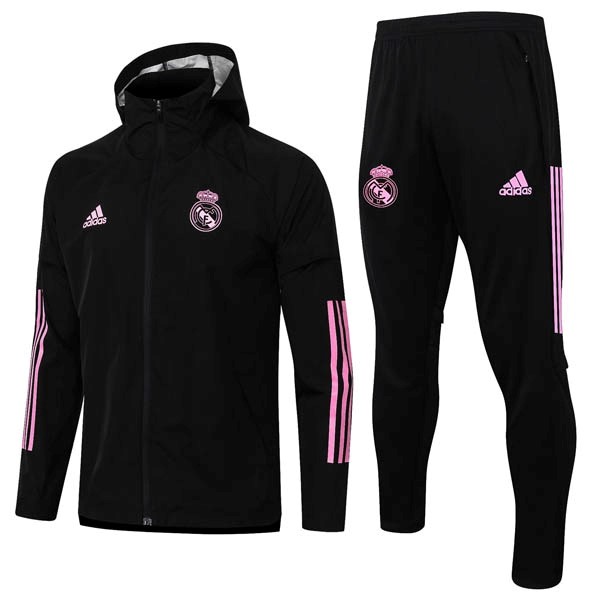 Coupe Vent Real Madrid Ensemble Complet 2020-21 Noir Rose